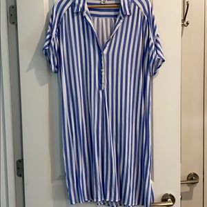 Flowy tunic dress striped blue and white size 12